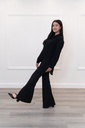 Black Pants with Wide Leg and Pleats