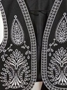 A black vest embroidered in white 