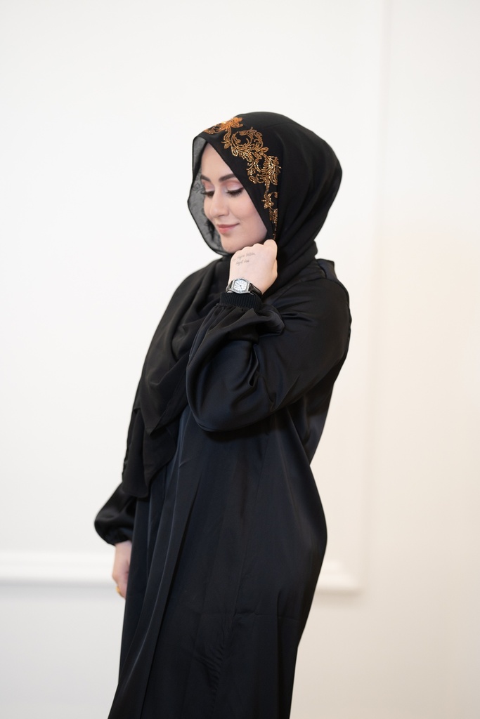 The Shiny Black Collection Black shawls with a shimmer of silver, gold, or black beads. Perfect for abayas, formal wear, and dresses.