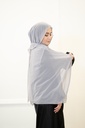 A sky blue georgette shawl with silver beads along the entire length of the shawl.