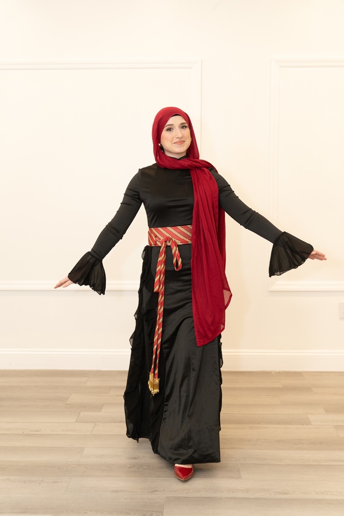 Elegant Modesty Black Dress-Ruffles / Long Sleeve Ruffle