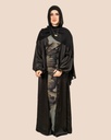 Open Front Black Abaya (Stain with Silk)
